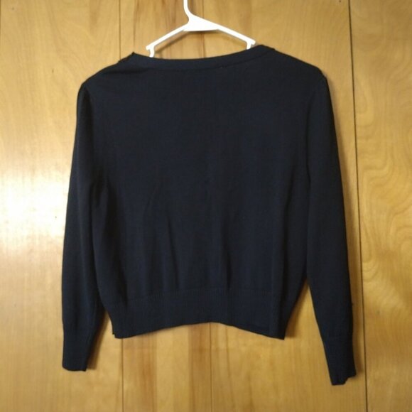Candie’s Juniors  XL Black Beaded Button Up Cropped 3/4 Sleeve Cardigan New - Picture 3 of 4
